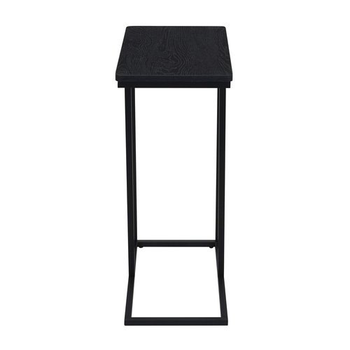 Household Essentials Jamestown C-Shaped for Accessibility Side End Table Black Oak Wood Grain and Black Metal