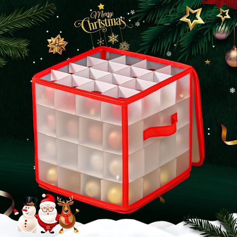 Yubeaahn 64-Ornament Storage Box, 4-Tier Holiday Organizer with Dividers