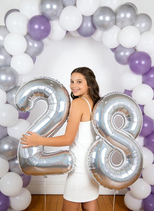 Laser Silver 5 Balloon - 40 Inch Number 5 Balloon for 5th Birthday Decorations | Party Supplies
