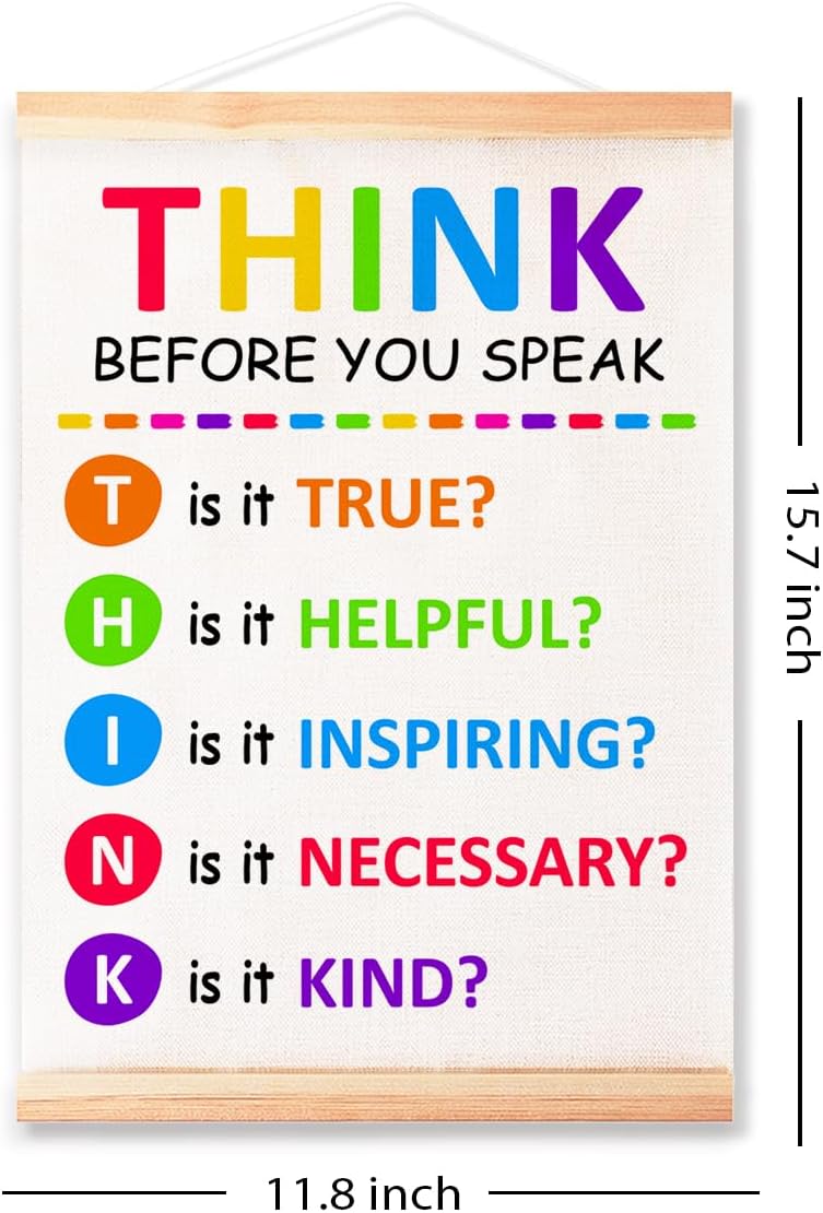 Think Before You Speak Poster - Therapy Counseling Wall Art | Mental Health Canvas Print 16x12in