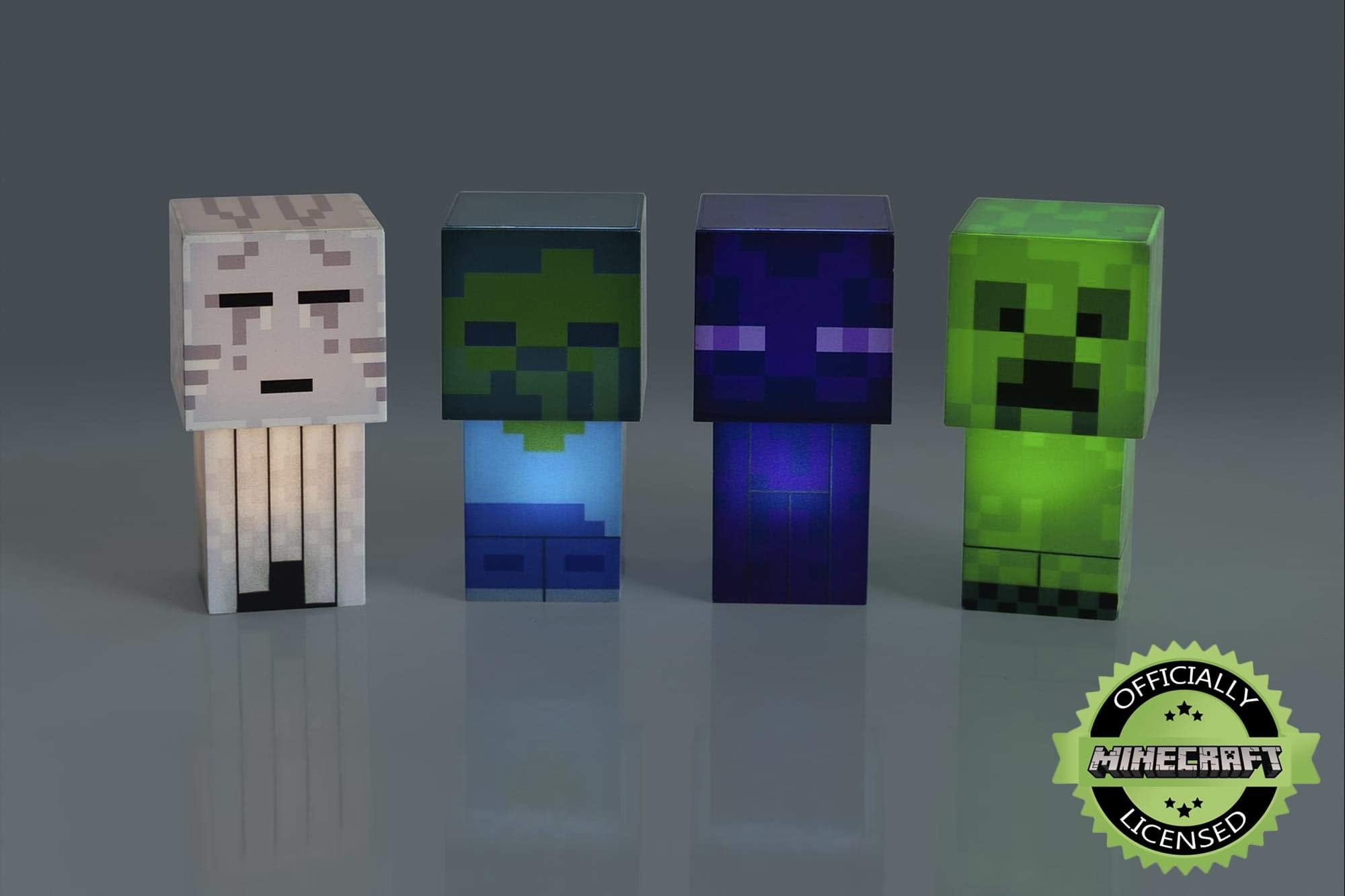 Minecraft Mini Mob 4-Piece Figure Mood Light Set | Battery Operated LED Lights