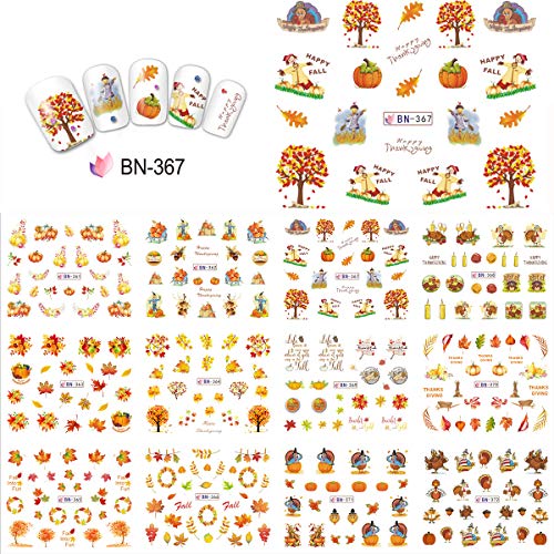 Fall & Thanksgiving Water Transfer Nail Art Stickers 12 Sheets
