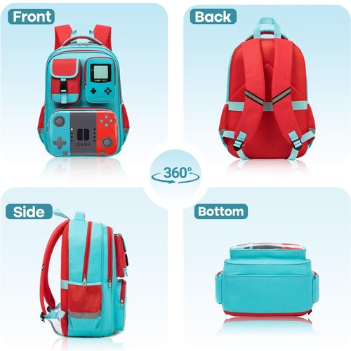 Beaulyn School Backpack for Boy, 17.3″ Gamer Boy Backpack for Kids, Muti-Pockets Travel Boys Bookbag for Elementary & Middle School Student Ages 6-14
