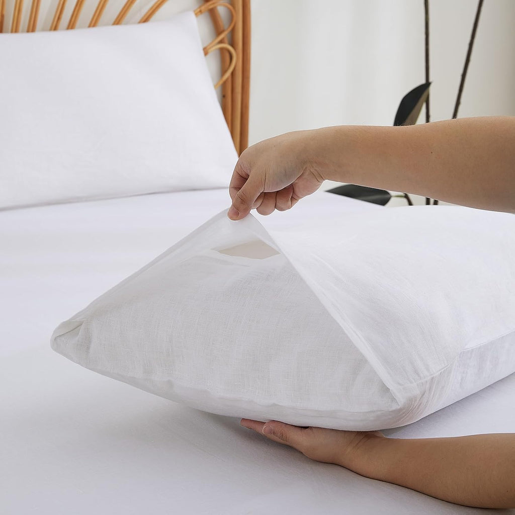Skiennix 100% French Linen Pillowcase Set - Soft, Breathable Envelope Closure for Luxury Comfort | Ideal Gift for Mother's Day