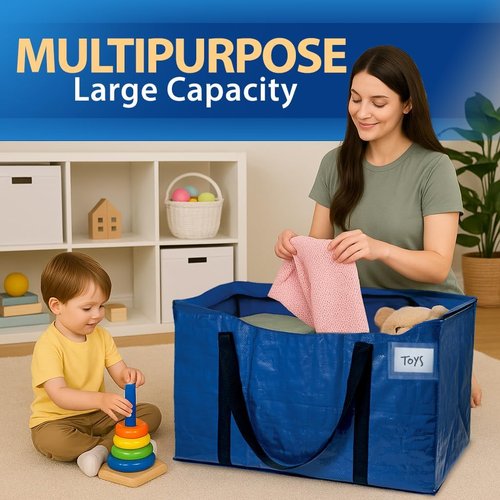 ClearSpace Heavy Duty Moving Bags - Large Storage Bags with Backpack Straps & Zippers | 2 Pack for Moving & Travel