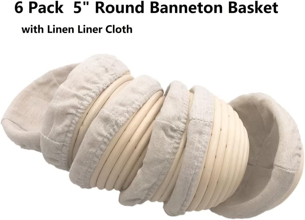 Round Banneton Basket by [Brand Name] - 5-Inch Bread Proofing Bowl with Removable Liner | Perfect for Sourdough Baking