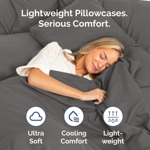 King Pillow Cases by [Brand Name] - Ultra Soft Hotel Quality Covers | Wrinkle-Free & Fade Resistant - 2 Piece Set in Charcoal