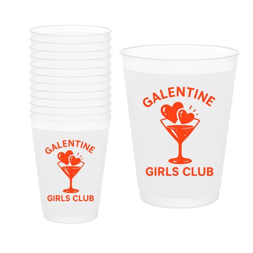 Deneo Galentiens Day Decorations, 16oz Galentine Girls Club Cups, Galentines Day Cups for Girl Lady Valentines Day Party Decorations, Galentine Gang Girl Night Party Supplies, 16Pcs