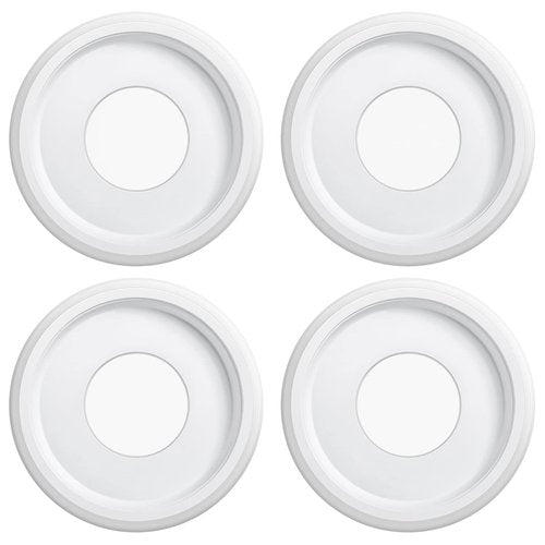 Moukeren 4 Pieces Ceiling Medallion Molded PU Ceiling Fan Medallions for Light Fixtures 9.8" OD x 4" ID Smooth White Finish Light Cover for Home Chandeliers Round Ring Plate Decor