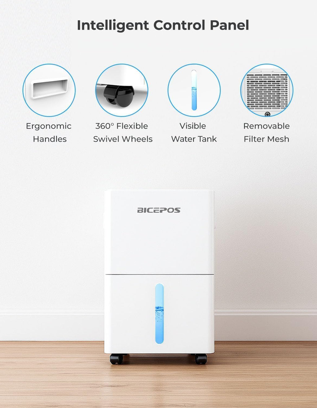 Regine Switzerland 1500 Sq.Ft Dehumidifier - 21 Pints, Auto Defrost, Intelligent Humidity Control | Ideal for Basement & Large Rooms