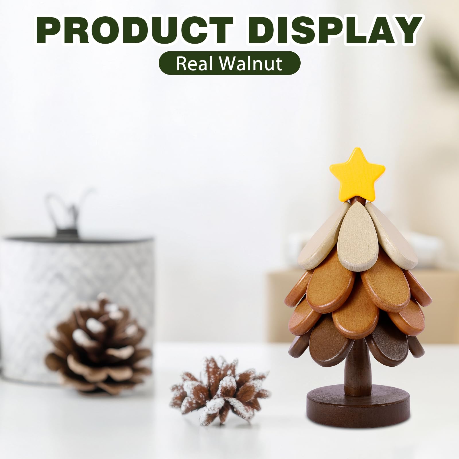 Wooden Tree Trivets for Hot Dishes,Tree Shape Trivet Set of 4 for Hot Pot Pans, Wood Coasters for Bowls Teapots Drinks Plates, Home Table Decor(Walnut Wood)