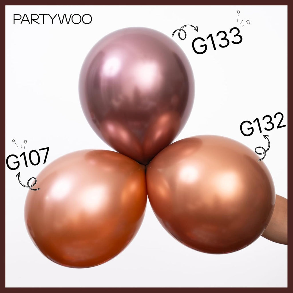 PartyWoo Copper Balloons - 50pcs 12 Inch Metallic Brown Latex Helium Balloons for Celebrations