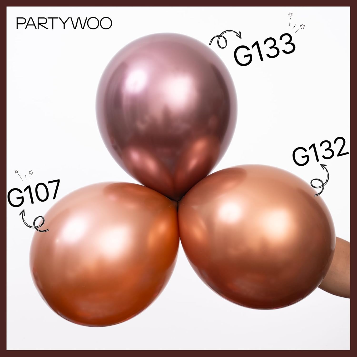 PartyWoo Copper Balloons - 50pcs 12 Inch Metallic Brown Latex Helium Balloons for Celebrations