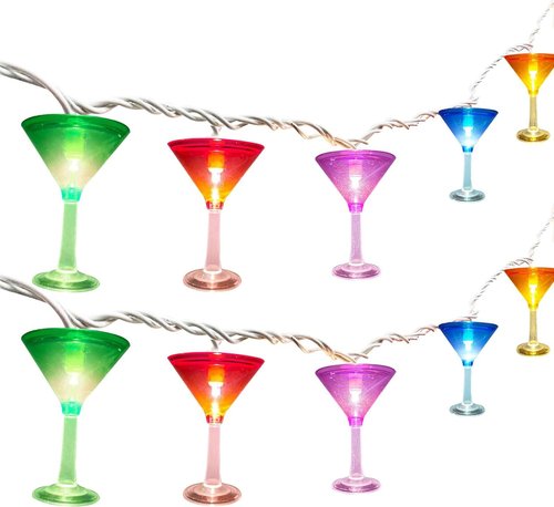 Cbebew Margarita Glass String Lights, 8.5FT Summer Patio Light with 10 LED Cocktail Drink Lights, Plug in LED String Lights for Indoor Outdoor Party Bar Decor, White Wire