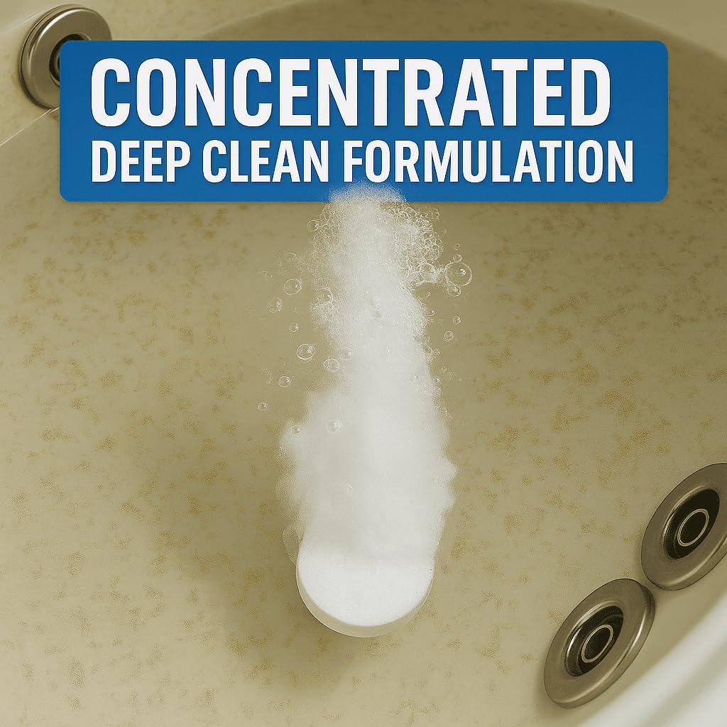 Skiennix Jetted Tub Cleaner Tablets - 12 Active Cleaning Tabs for Whirlpool & Spa Baths | Septic Safe