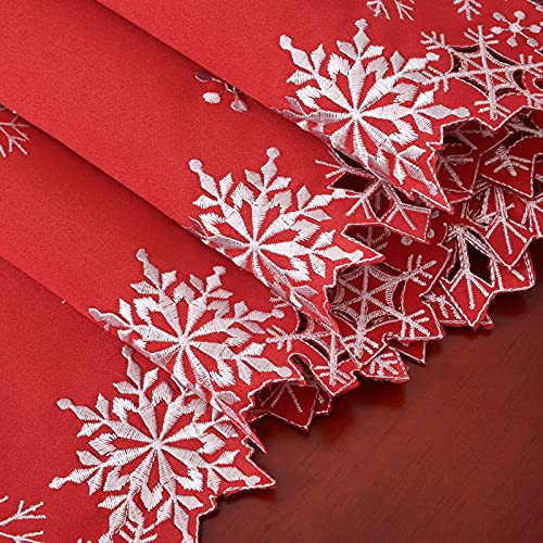 Embroidered Snowflakes Table Runner 14x90 Inches Christmas Holiday Decor
