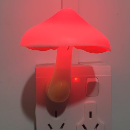 AUSAYE 2 Pcs LED Night Light Plug in Nightlight Wall Lamp, Mushroom Night Light Mini Magic Night Lights for Adults Kids Bedroom, Bathroom,Toilet,Stairs,Kitchen,Hallway Red Led Light