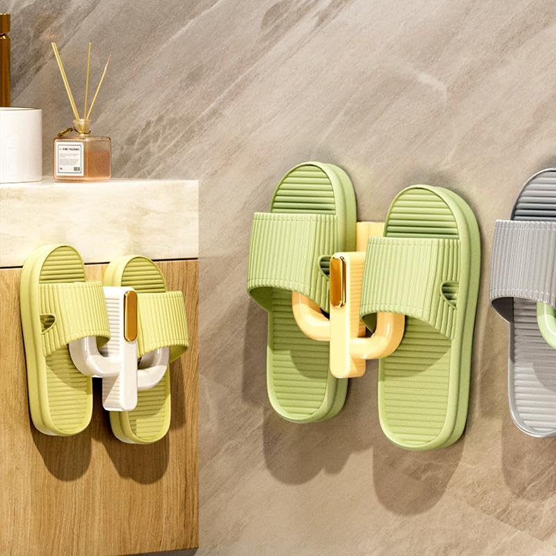 OBELGEOYA 4-Pack White Wall Mounted Shoe Rack Organizer with Hooks - No-Drill Space Saver for Entryway, Bathroom & RV