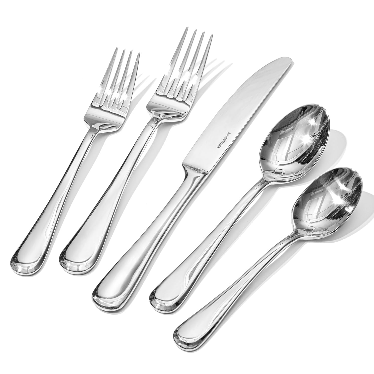 KINGSTONE 60 Pieces Silverware Set for 12, Premium Stainless Steel Flatware Set, Heavy Duty and Modern Design Cutlery Set, Mirror Polished, Dishwasher Safe