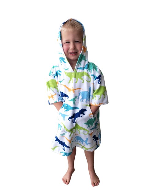 Gifts Amor Hooded Towel, Bath Pool Beach Poncho for Kids, Quick Dry/Sand Resistant, Small (3-10 Year Old), Dinosaurs