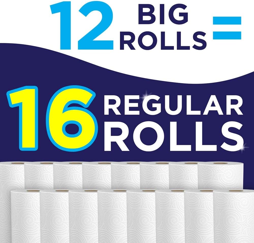 Sparkle Paper Towels - 12 Regular Rolls (16 Pick-a-Size) | Modern White for Easy Cleanup