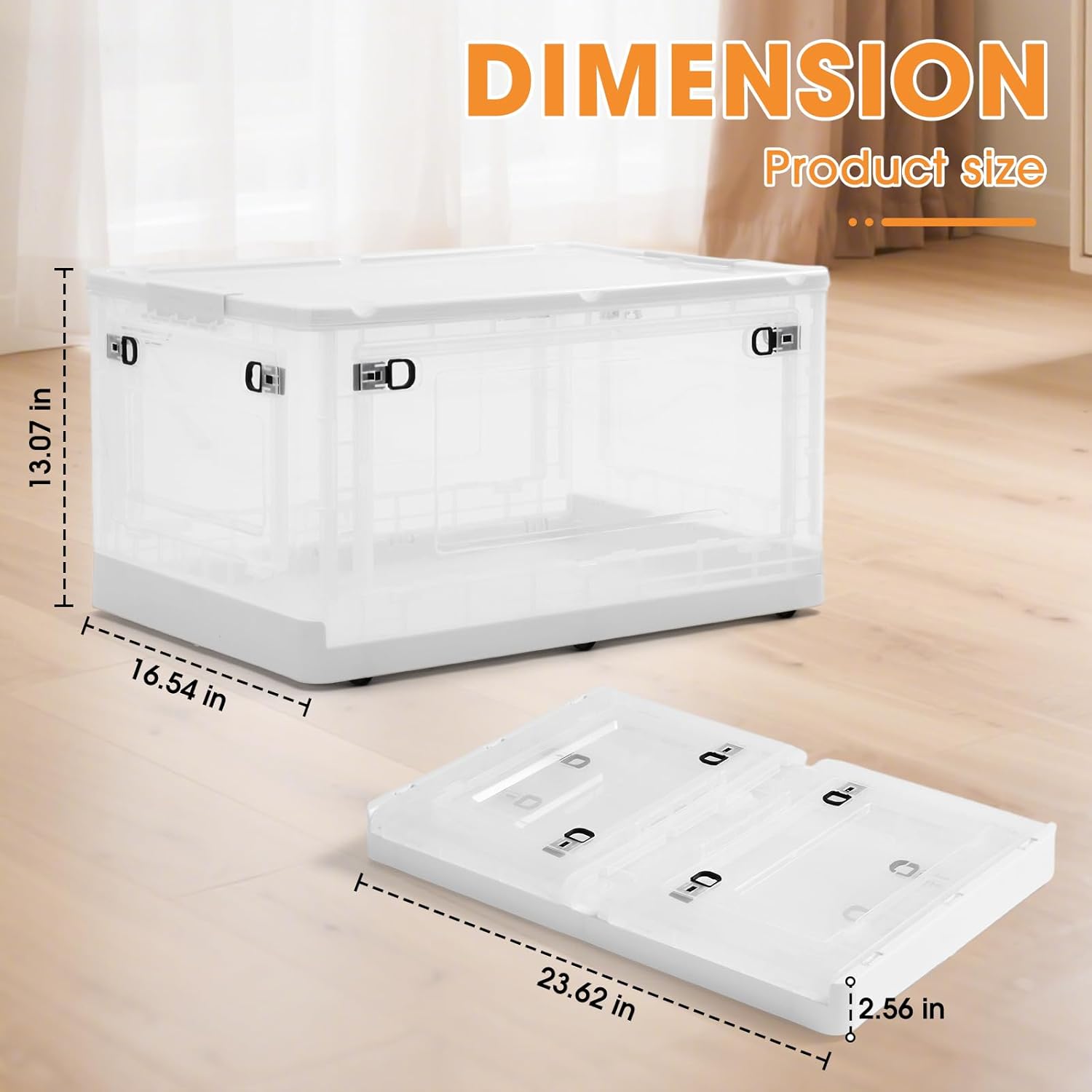 MGWILL 72 Quart Plastic Storage Bins - Stackable Closet Organizers with Lids & Wheels | Large Clear Containers