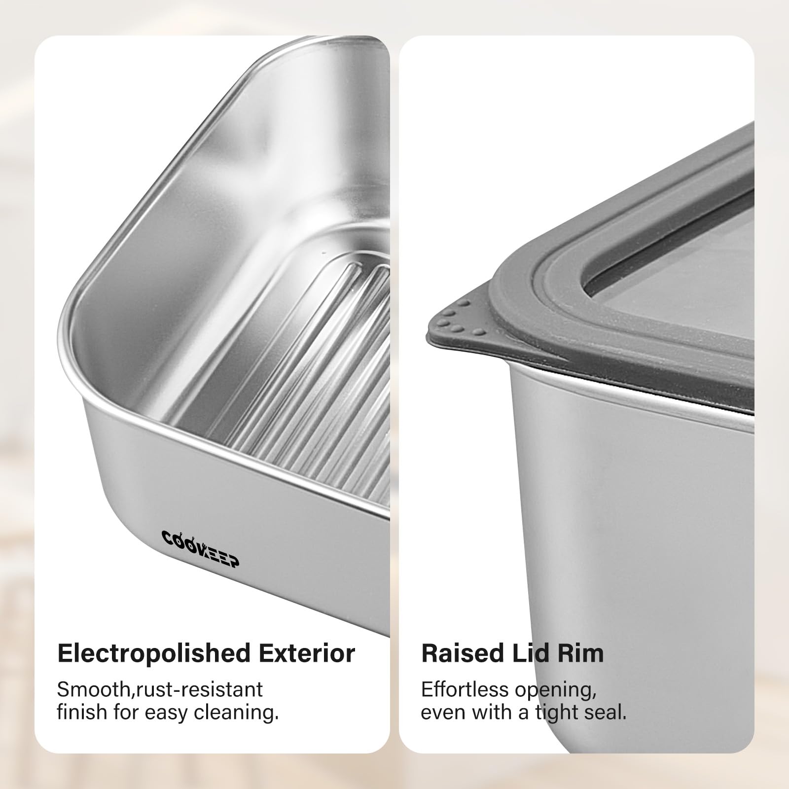 3Pcs Stainless Steel Food Containers,Stainless Steel Containers with Lids,Snack Containers,Lunch Box,Easy Clean,Airtight&Leakproof for Kitchen Storage,Dishwasher Safe,BPA-Free (22oz+44oz+77oz)