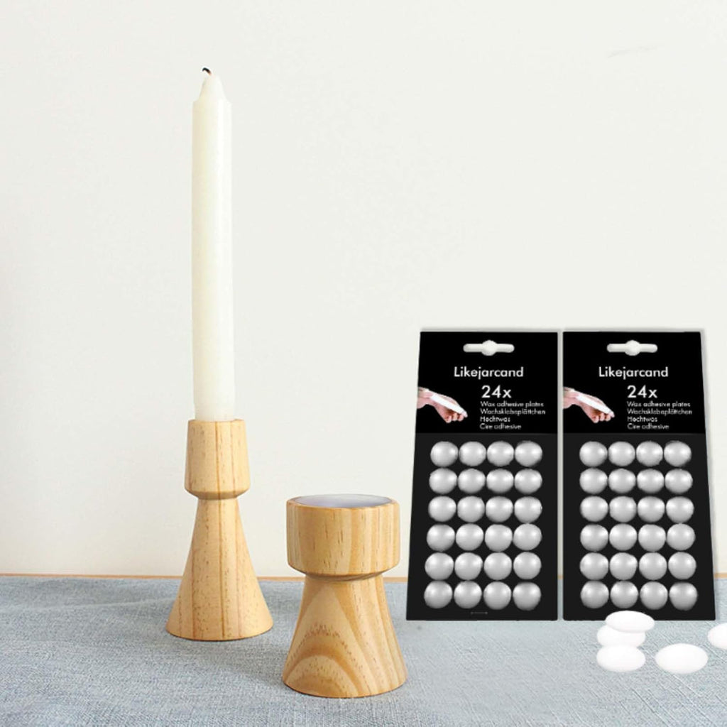 Skiennix 24 Adhesive Candle Holders - White Taper Candle Grips for Secure Placement