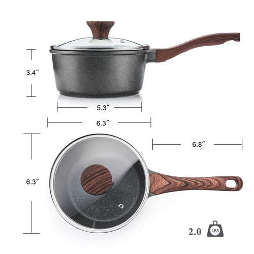 SENSARTE Nonstick Sauce Pan with Lid Saucepan Set, Swiss Granite Coating Sauce Pot Kitchen Cooking Pot, Induction Comptable, Free of Intentionally Added PFOA, 1.5 + 2.5 QT