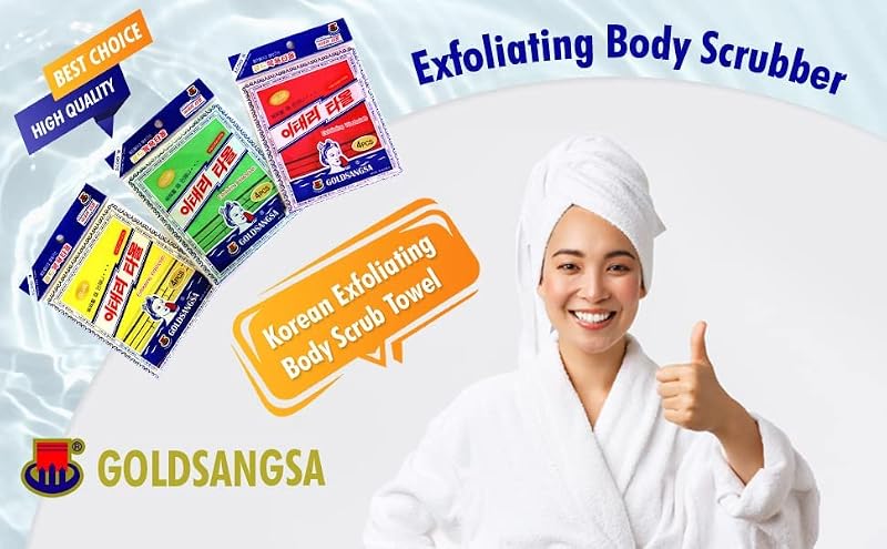 Korean Exfoliating Body Scrub Washcloth Mitts 4-Pack Green Italy Towel