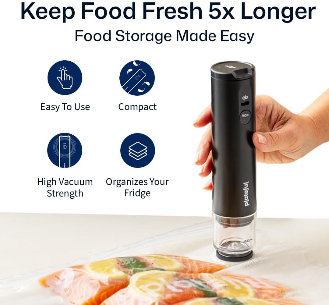 Skiennix Handheld Vacuum Sealer - Portable Cordless Food Sealer for Storage & Sous Vide (15 Bags)