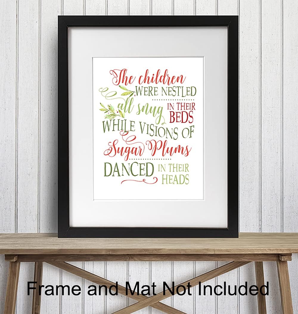 Regine Switzerland Twas The Night Before Christmas Wall Art - Cute Santa Claus Holiday Decor - Festive Home Decoration