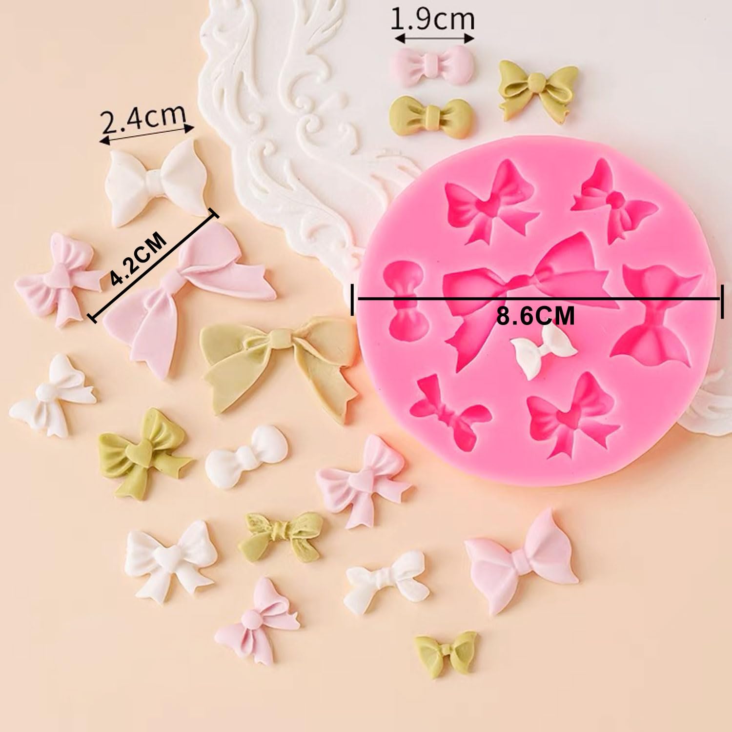 5 Pack Silicone Bow Fondant Mold Heart Silicone Molds Bowknot Cake Pop Mold Chocolate Candy Bow Molds for Birthday Wedding Party DIY Cake Decoration - Reusable Baking Tools Gift for Bakers