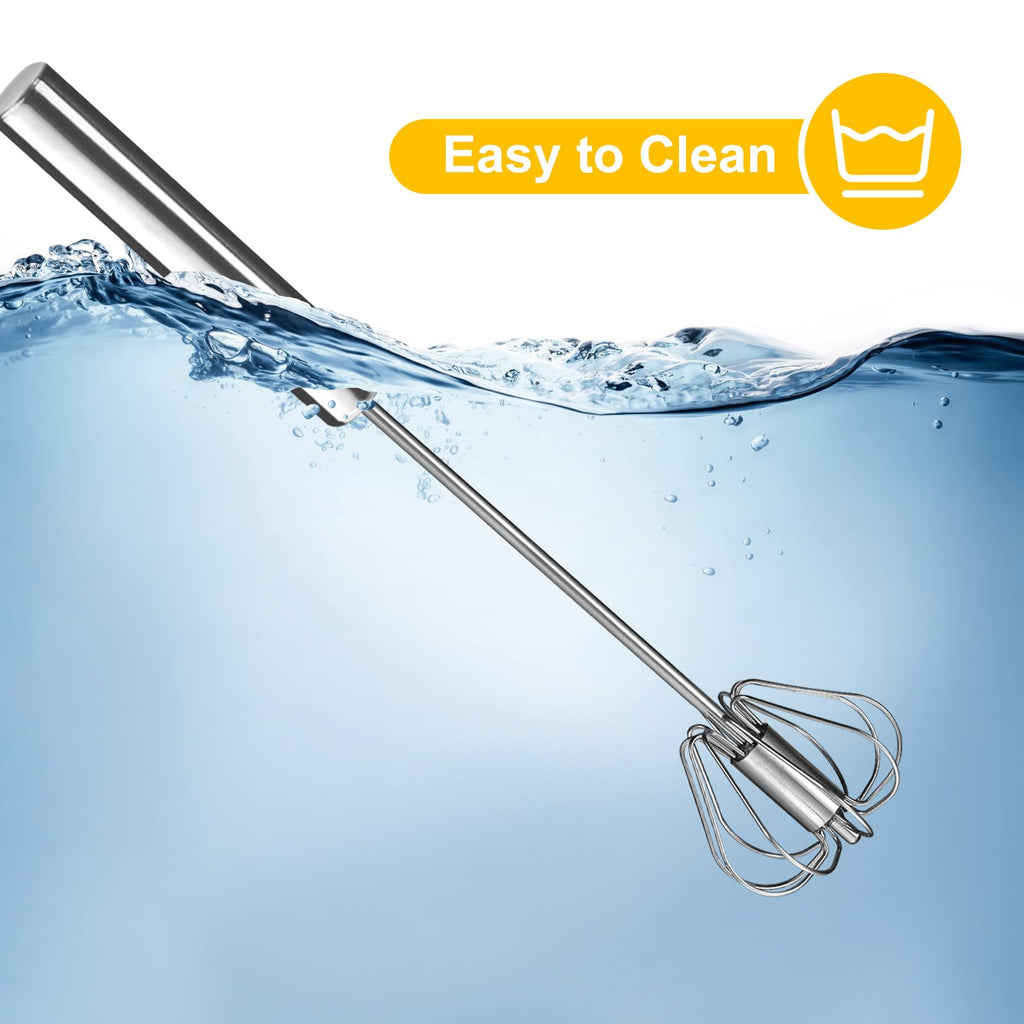 Egg Beater, Hand Easy Whisk Stainless Steel Hand Push Egg Beater Manual Mixer Blender for Home Kitchen Tool Whisking, Beating & Stirring (12 Inch)