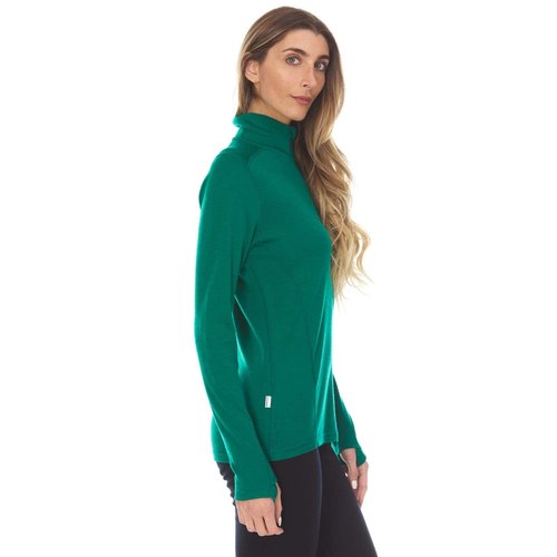 100% Merino Wool - Midweight Womens 1/4 Zip - Midlayer - Emerald Green - XX-Large