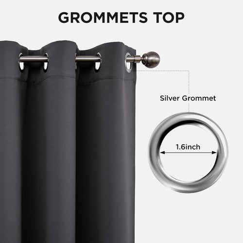 Joydeco Grey Blackout Curtains - 84 Inch Thermal Insulated Room Divider Drapes | Noise Reducing, 2 Panels
