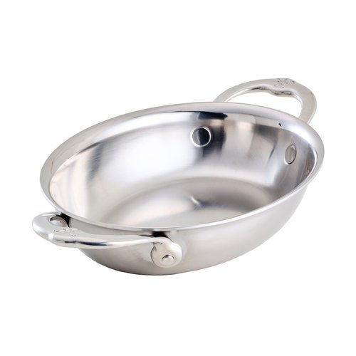 Provisions Oval Clad Stainless Steel Au Gratin, 8" x 6" Chef's Special"