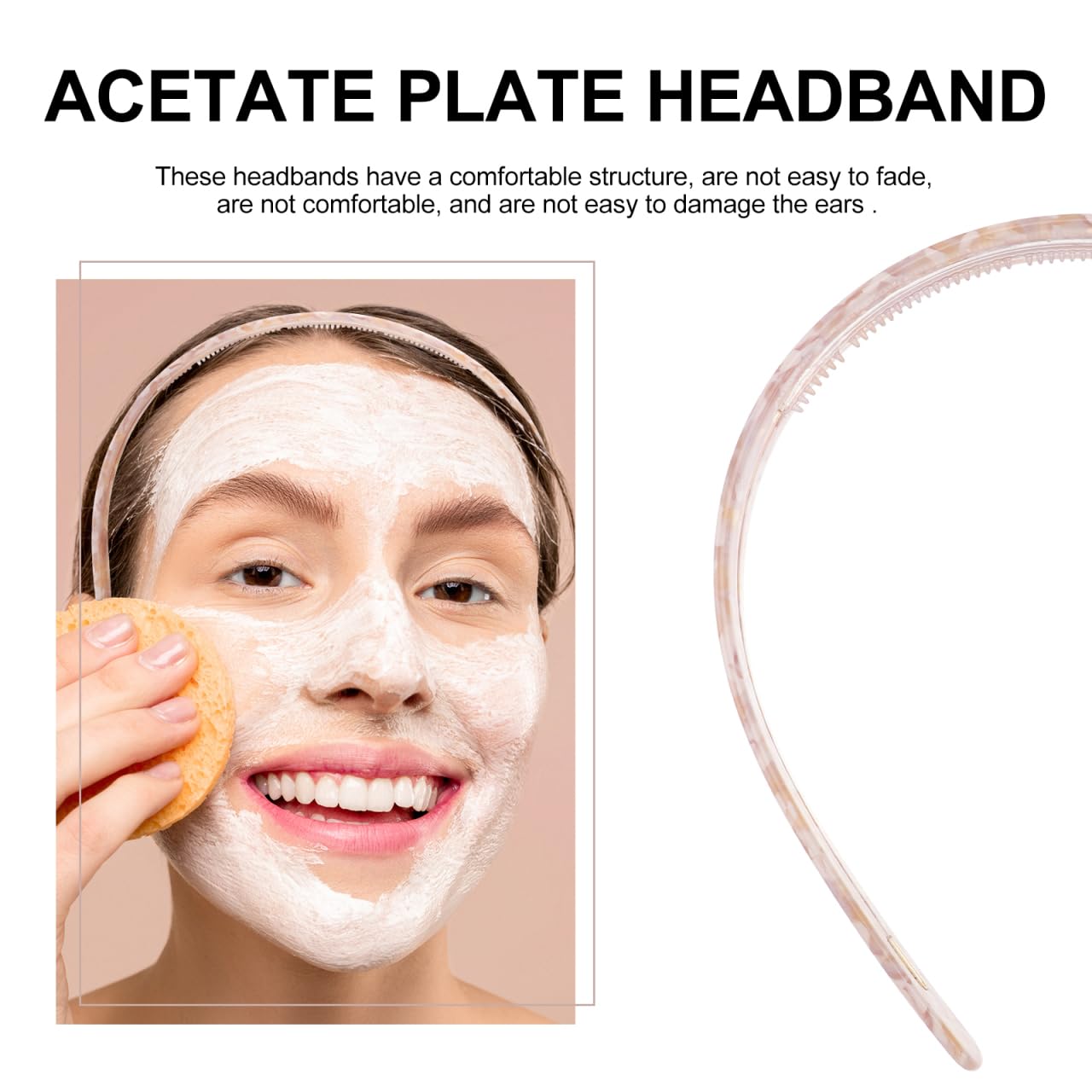 Uonlytech Tortoiseshell Hairband - Non-Slip Acetate Shower Headband for Face Washing | Stylish Women's Accessory 5.5 X 4.9 in