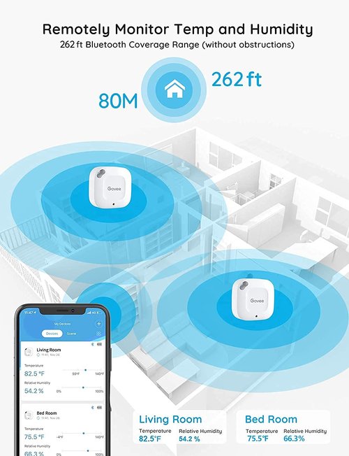 Govee Bluetooth Hygrometer Thermometer - Wireless Mini Humidity Sensor with Alerts & Data Export