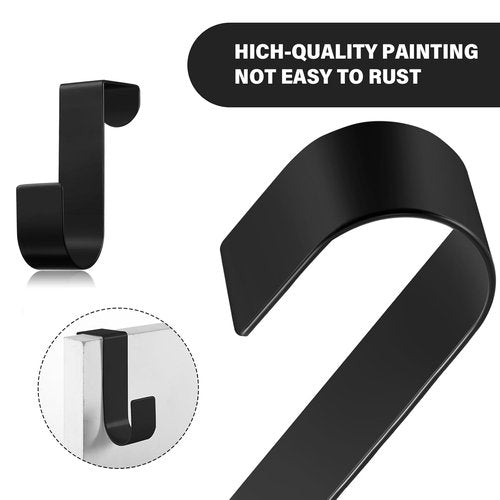 Hotop 12 Pcs Over The Cabinet Drawer Door Hooks - Sturdy Metal Z-Shaped Hangers for Bathroom & Closet (Black)