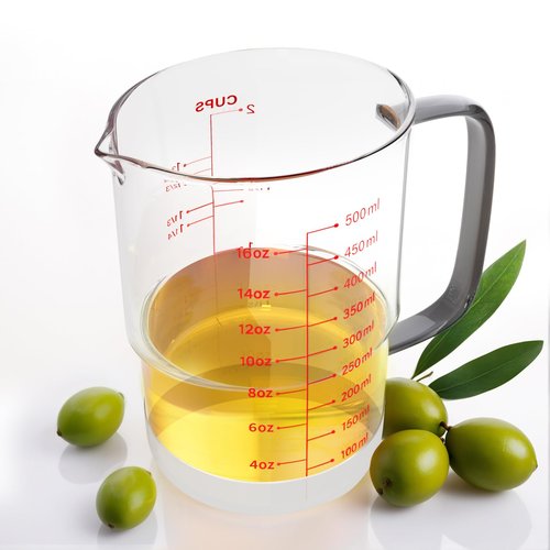 Newness 2-Cup Glass Measuring Cup For Baking and Cooking, (Upgraded, 3 Marking Including Cup/ML/Ounce Scale) Dishwasher, Freezer, Microwave, and Preheated Oven Safe, Essential Kitchen Tools