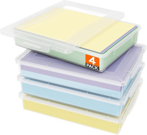 Lifewit Paper Organizer Storage - Multi-Purpose Plastic File Box with Latching Lids | 32 x 23 cm Clear