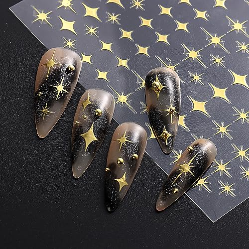 Star Nail Stickers 8 Sheets 3D Self-Adhesive Nail Art Decals