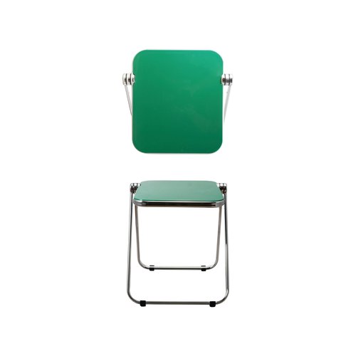 Bloomingville Metal and Polycarbonate Folding Tray Table, Silver Finish and Green