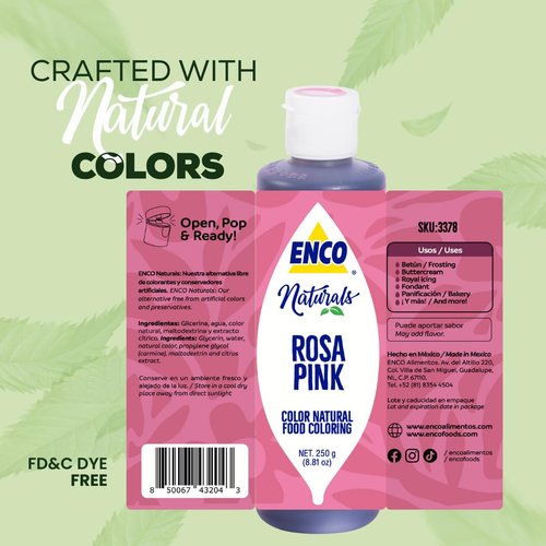 ENCO Natural Food Coloring Gel - Vibrant Pink 8.8 oz | No Artificial Dyes for Icing & Fondant