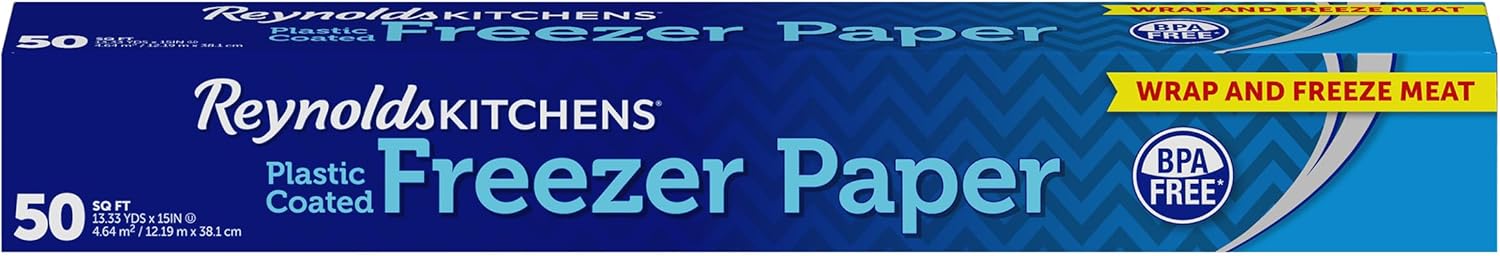 Reynolds Kitchens Freezer Paper - Plastic-Coated for Superior Freshness | 50 Sq Ft Roll