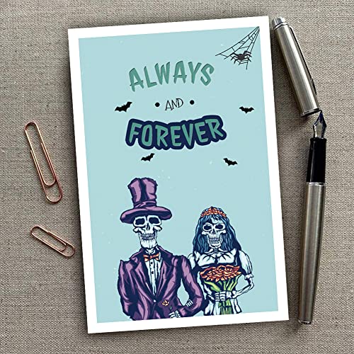 Spercy Funny Skeleton Halloween Card for Him & Her - Romantic Anniversary Card
