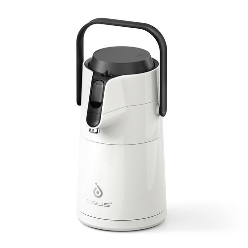 IDEUS Thermal Coffee Carafe 74oz (2,200ml), Stainless Steel Double Wall Insulated Vacuum Flask, Water Jug Coffee Server and Beverage Dispenser, Heat and Cold Retention (White, 74oz (2,200ml))