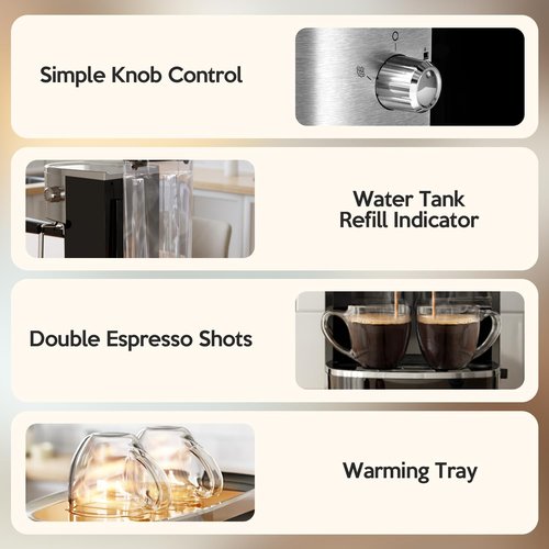 Havato 20 Bar Espresso Machine Semi-Automatic, Professional Coffee Maker with Milk Frother Steam Wand & 45OZ Removable Water Tank, Home Barista System for Cappuccino, Latte, Americano-Stainless Steel