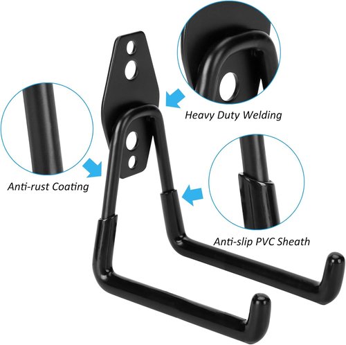 Heavy Duty Garage Hooks - 6 Pack Utility Steel Hangers for Organizing Tools, Ladders & Bikes